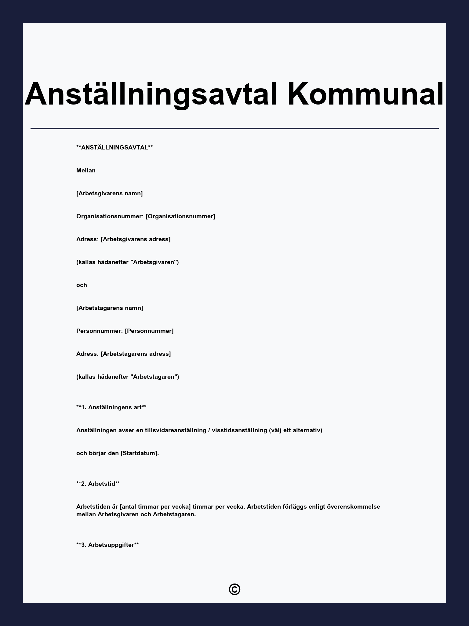 Anställningsavtal Kommunal