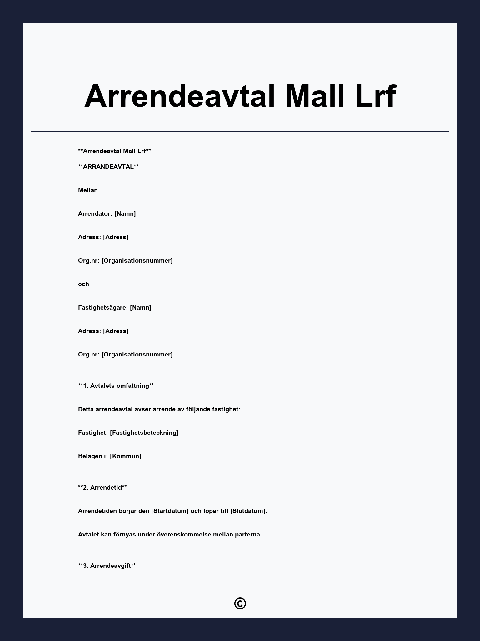 Arrendeavtal Mall Lrf