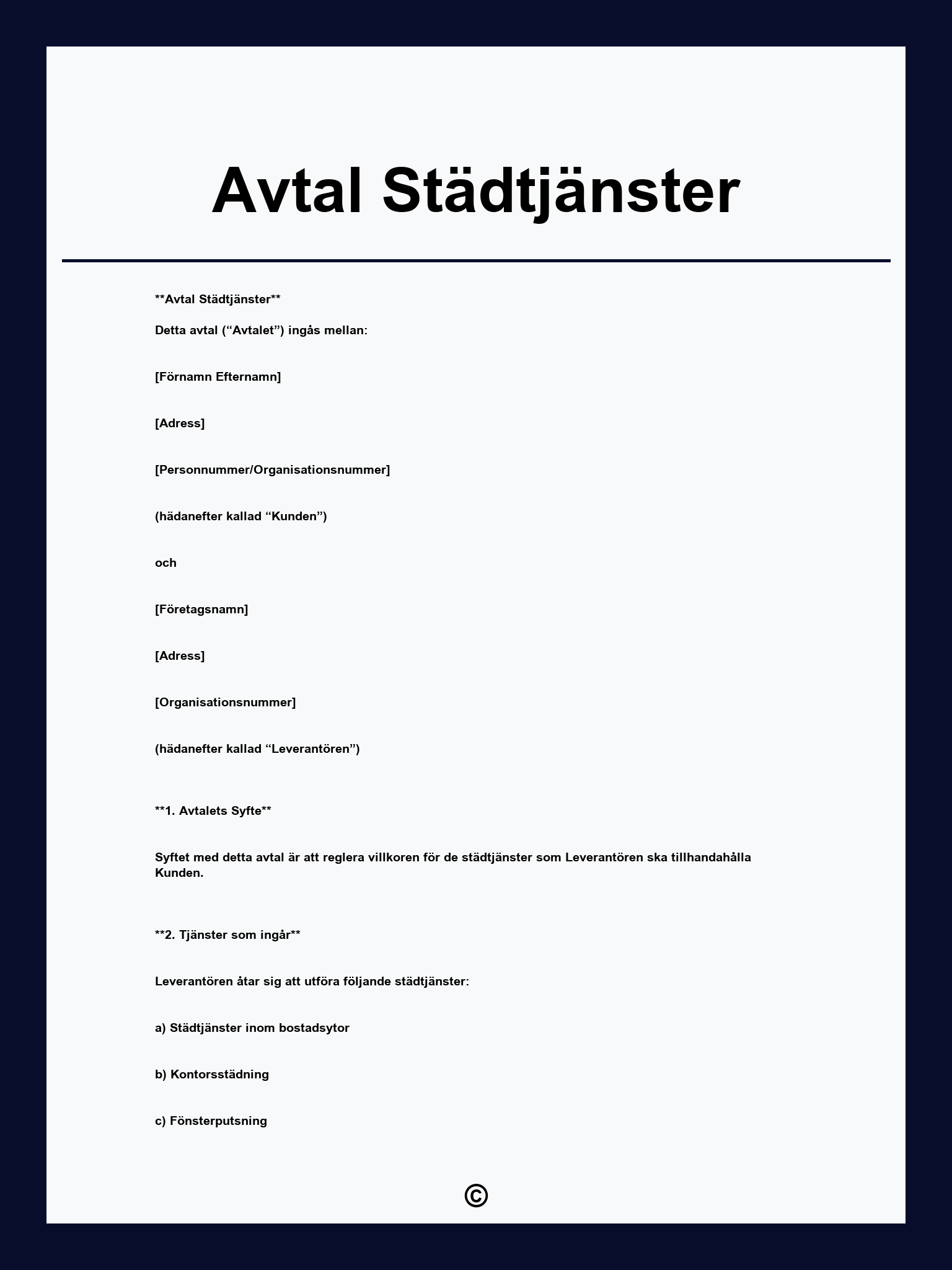 Avtal Städtjänster