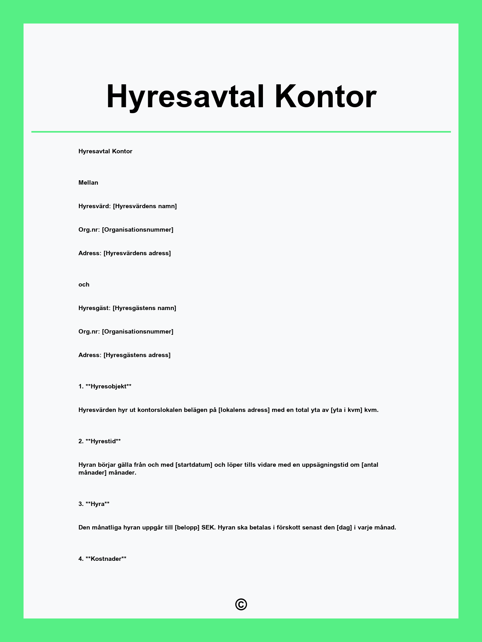 Hyresavtal Kontor