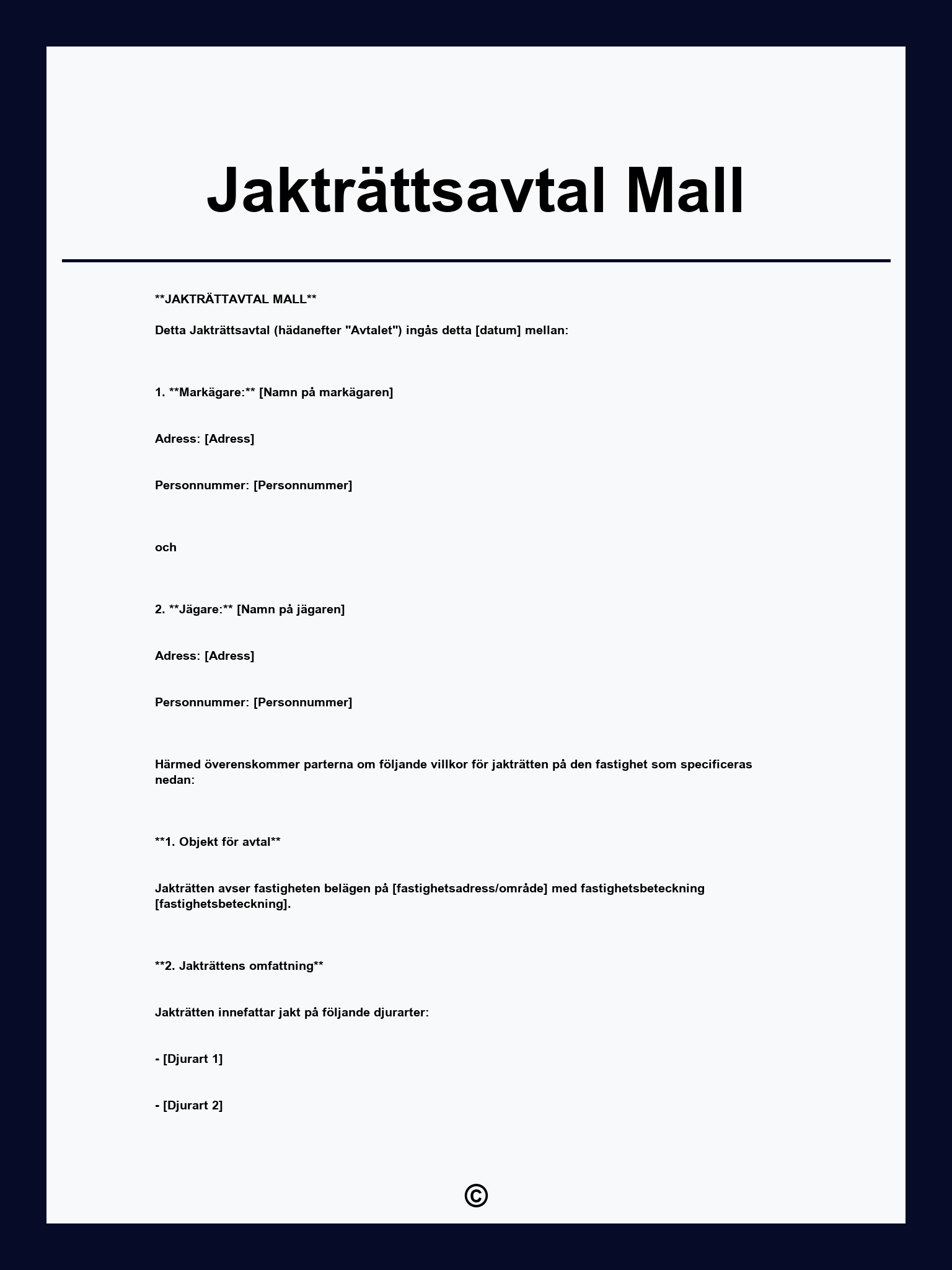 Jakträttsavtal Mall