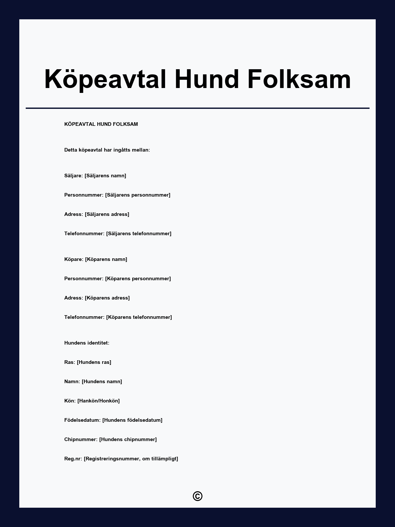 Köpeavtal Hund Folksam