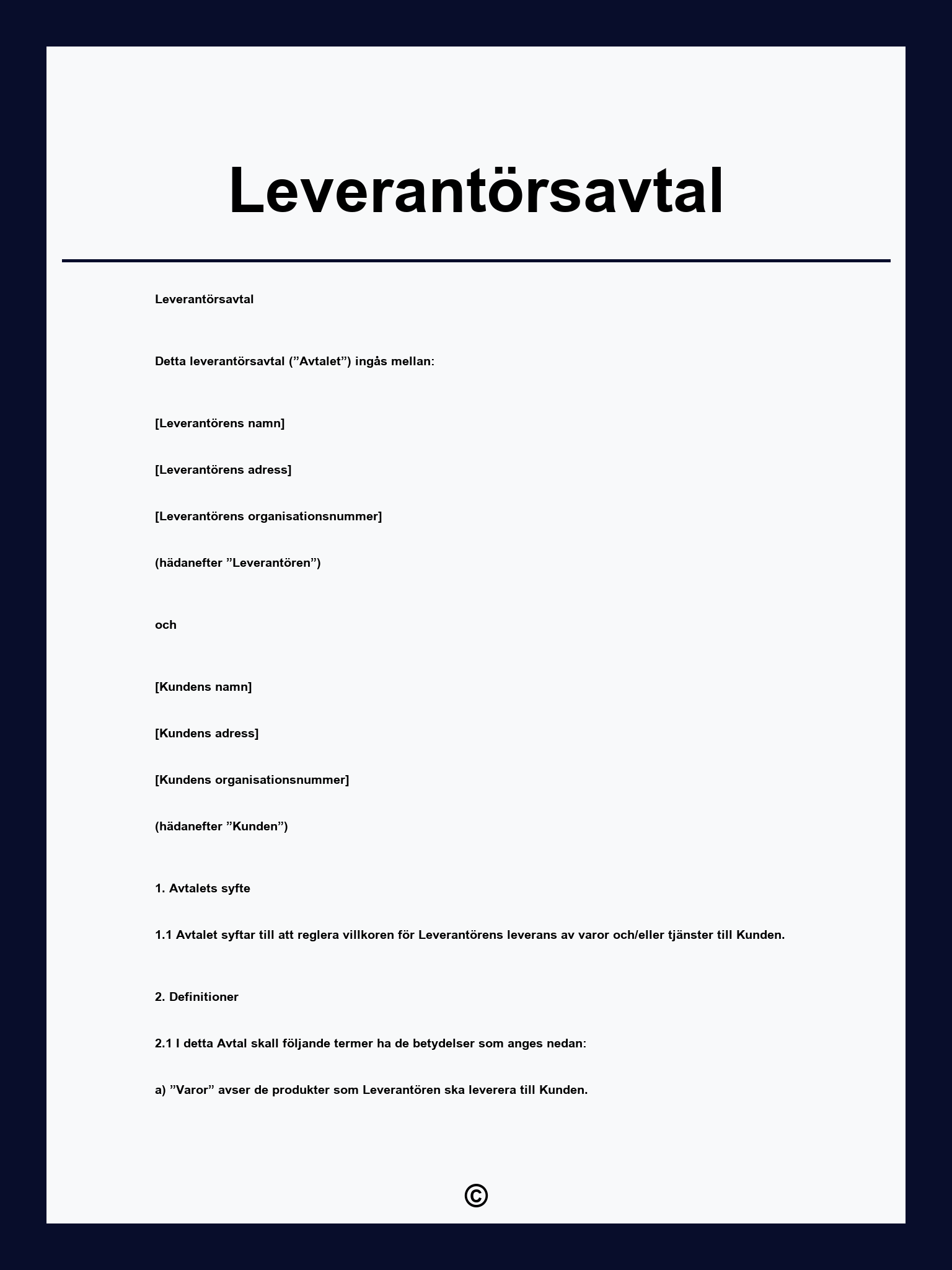Leverantörsavtal