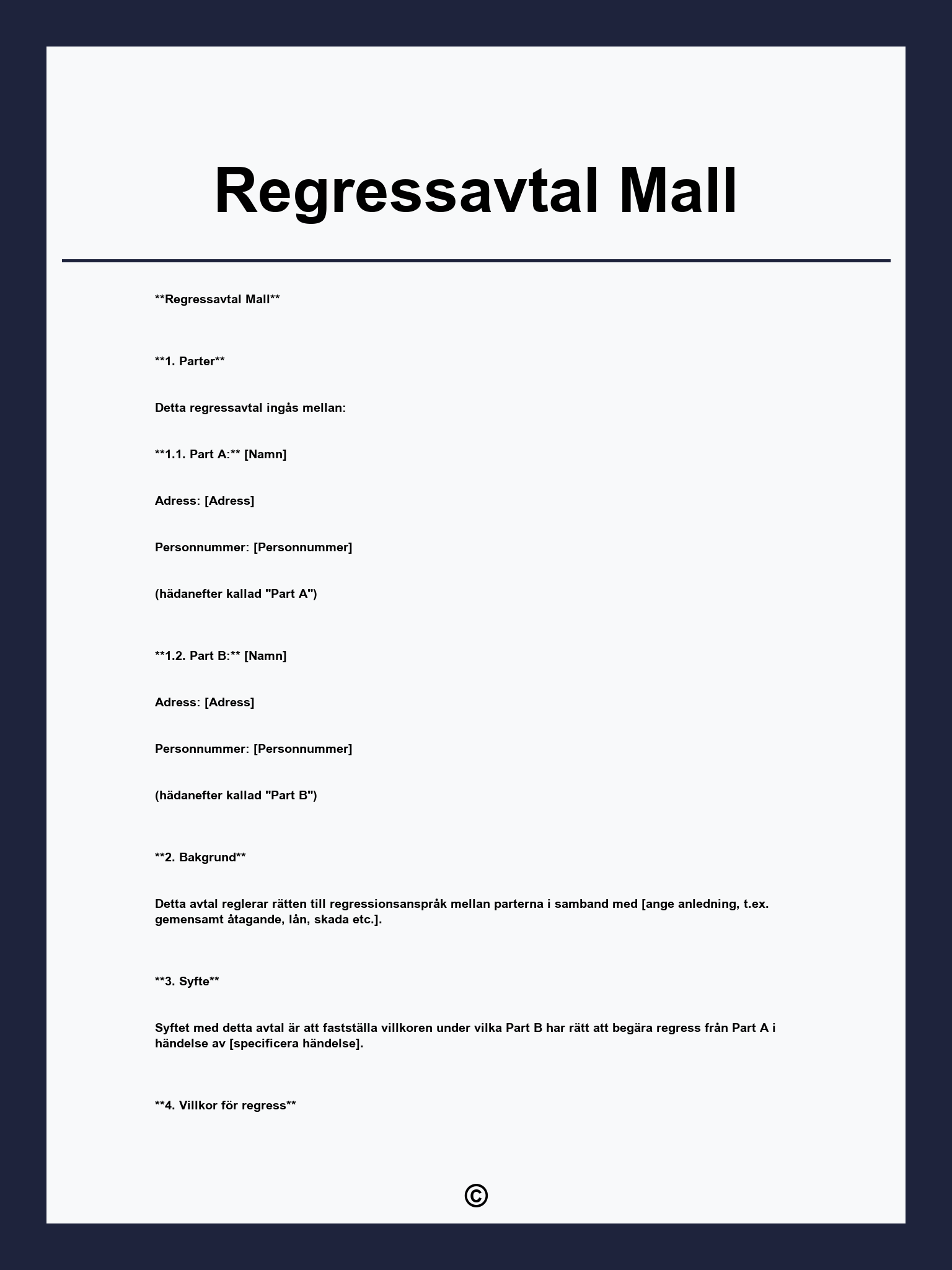 Regressavtal Mall