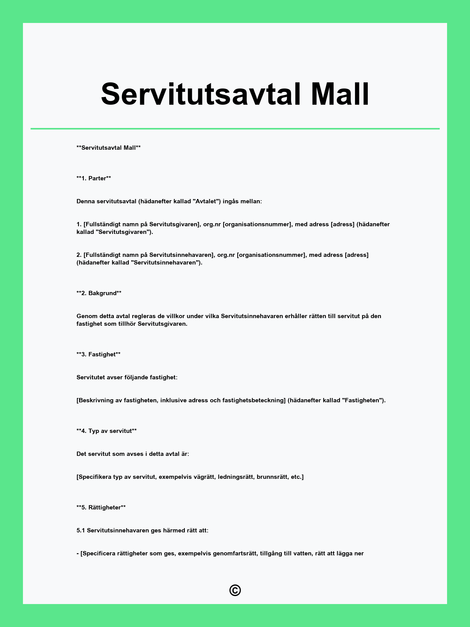 Servitutsavtal Mall