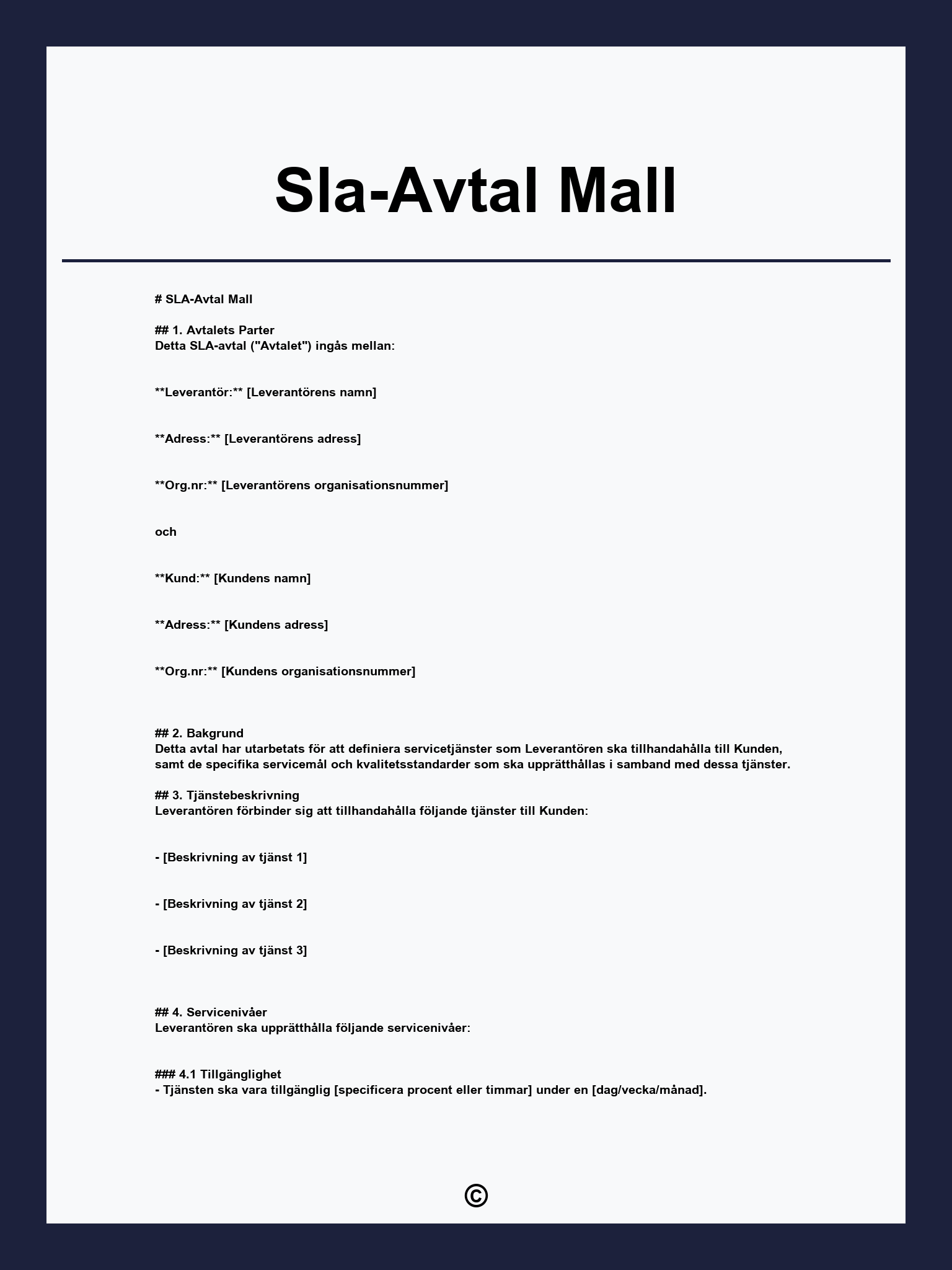 Sla-Avtal Mall