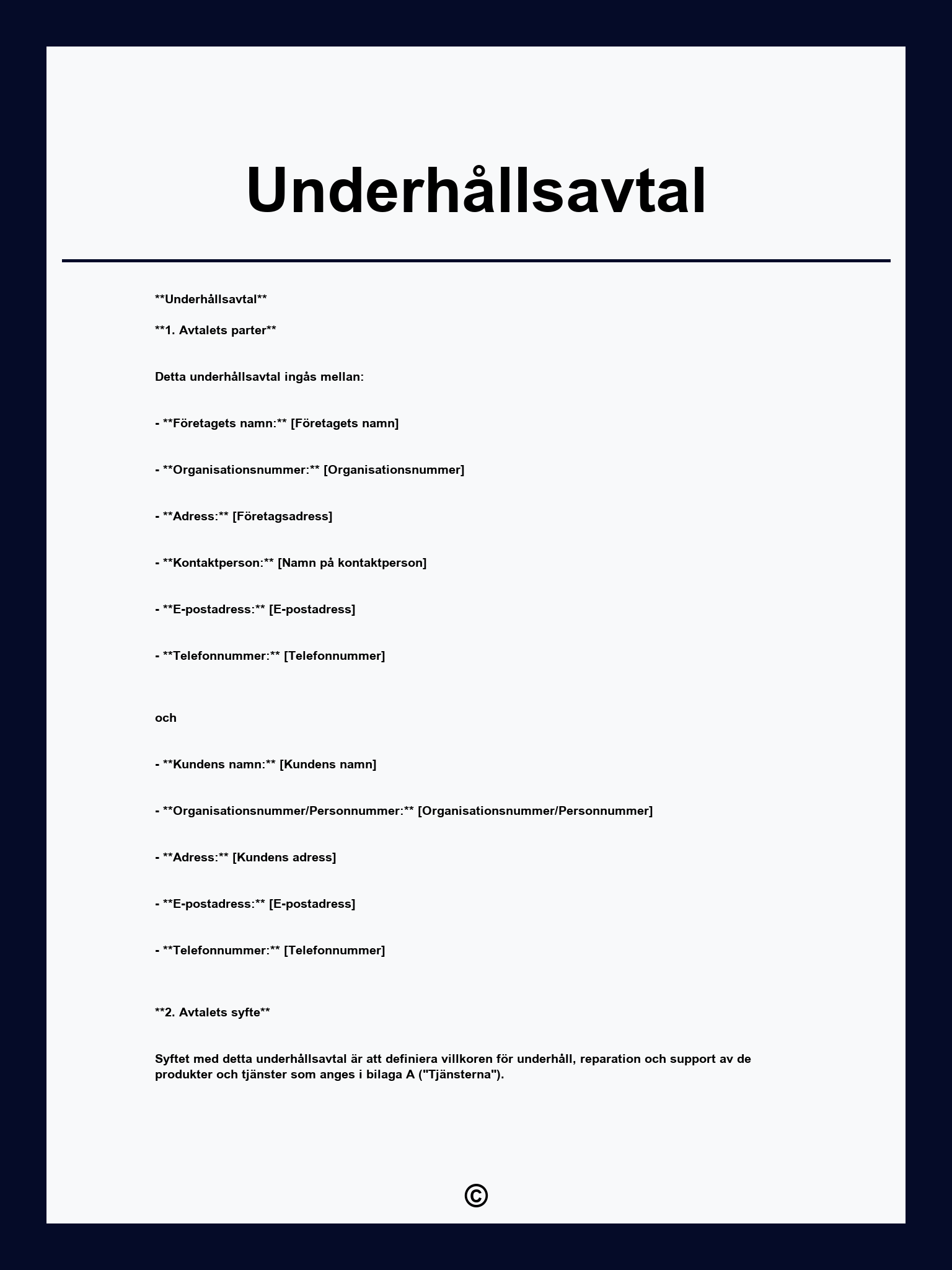 Underhållsavtal