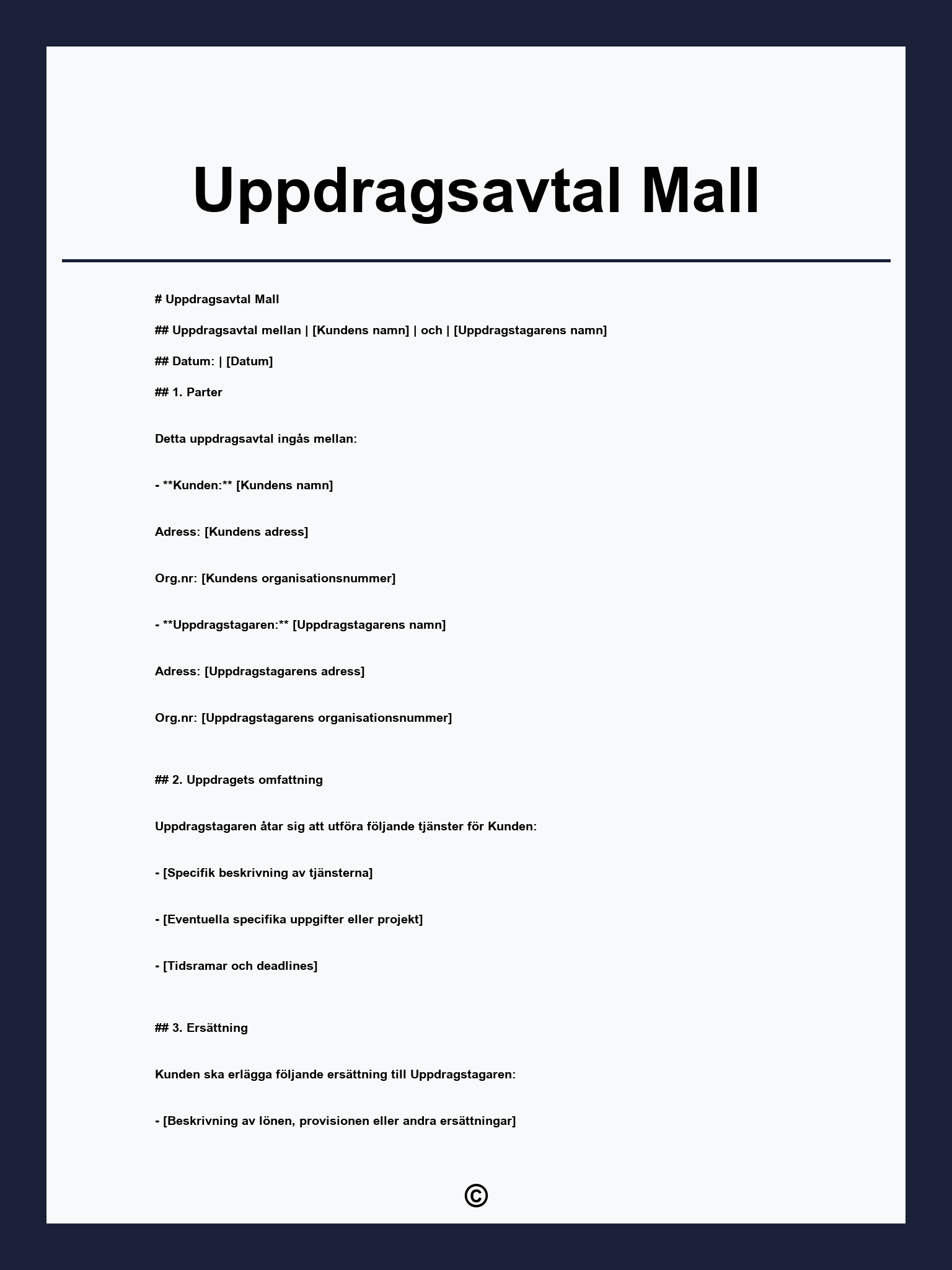 Uppdragsavtal Mall